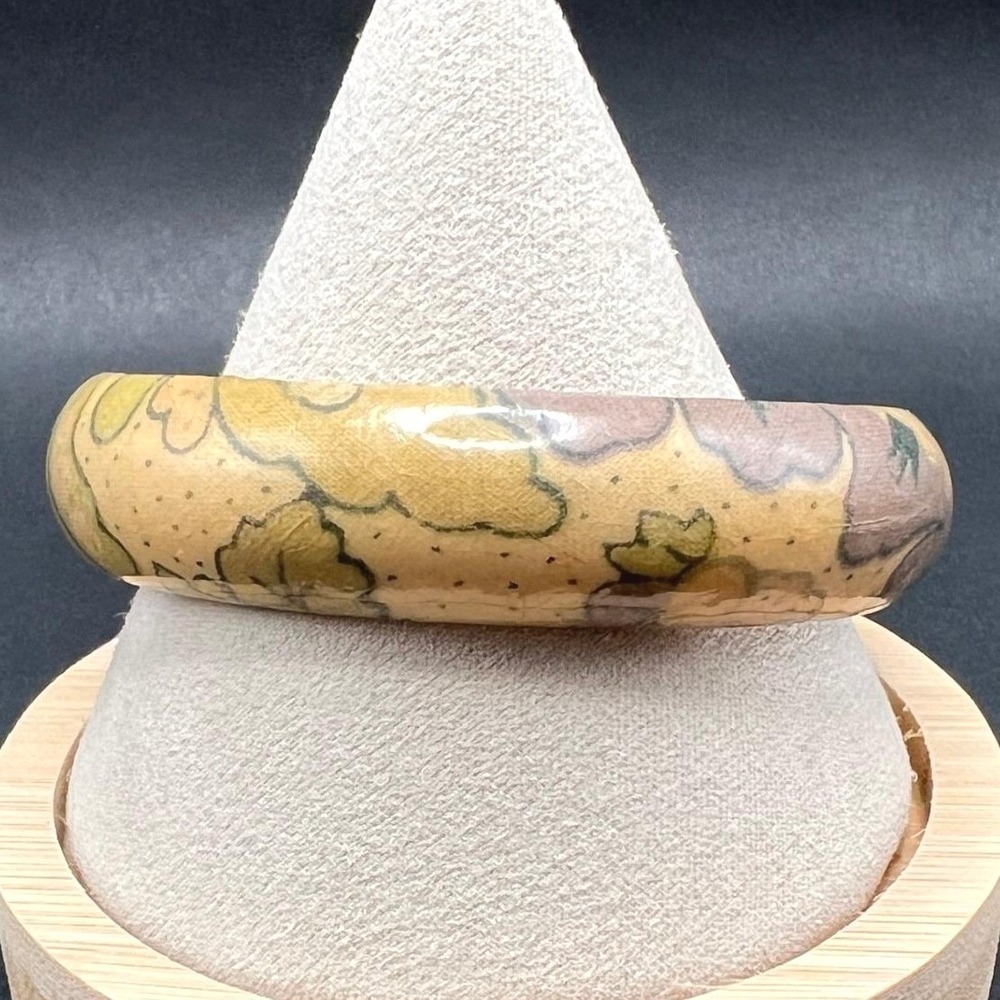 Vintage‎ Bangle Bracelet Floral Fabric Wrapped Signed Limit for Les Olivades